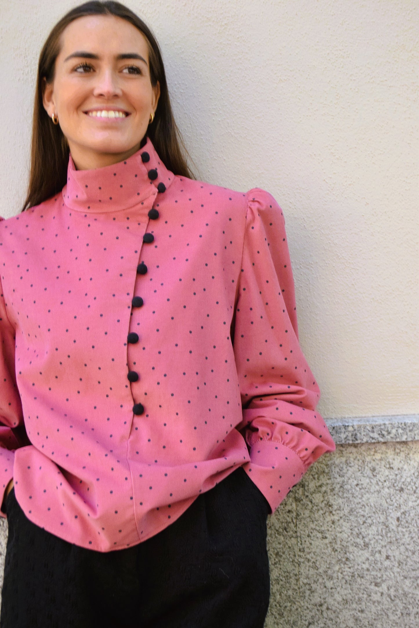 VICTORIA BLOUSE - PINK POLKA DOT