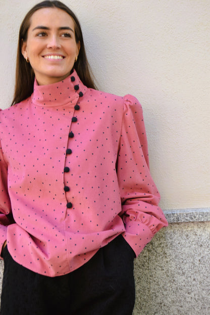 VICTORIA BLOUSE - PINK POLKA DOT