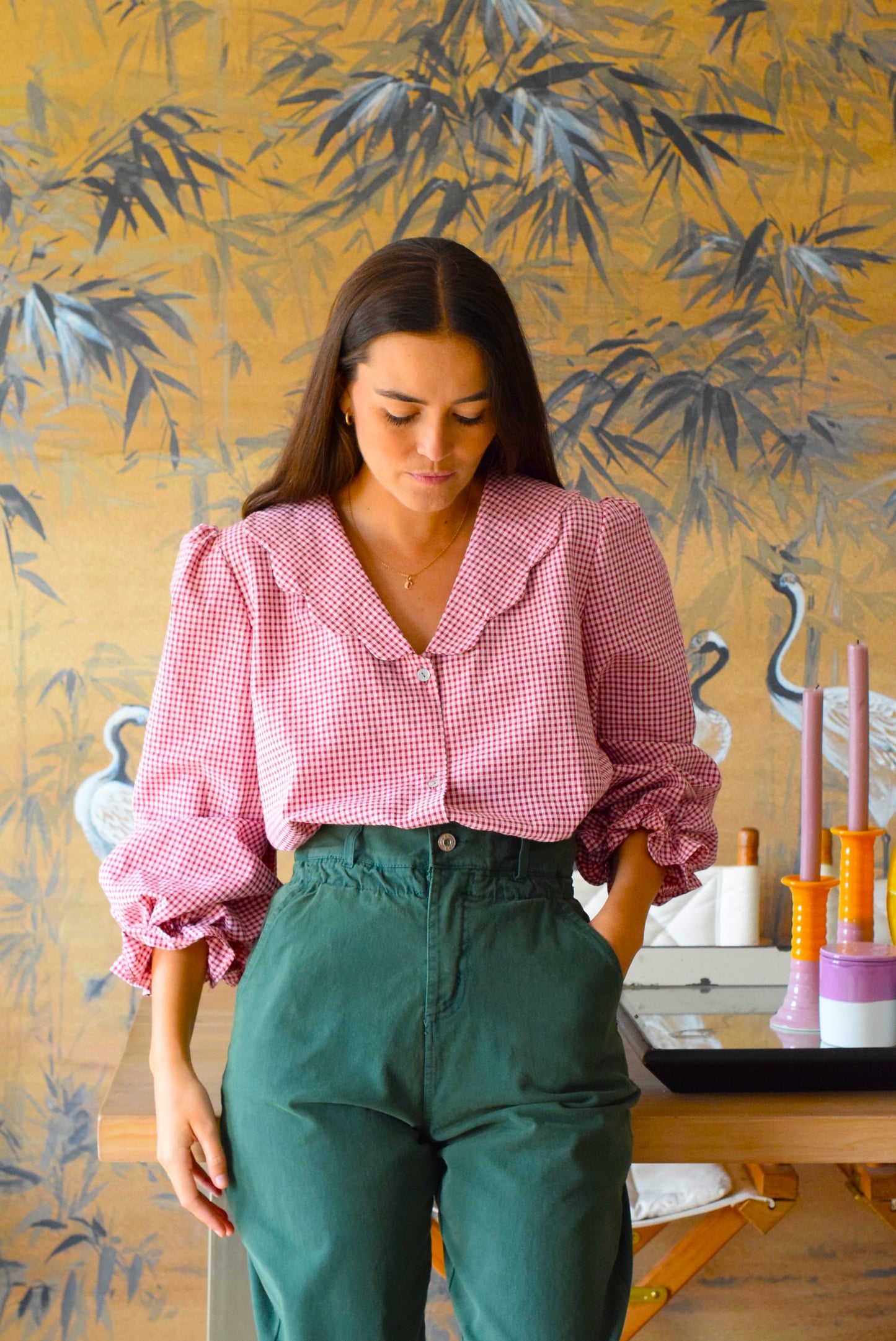 BLUSA GRETA - VICHY GRANATE - PREORDER 5 SEPTIEMBRE