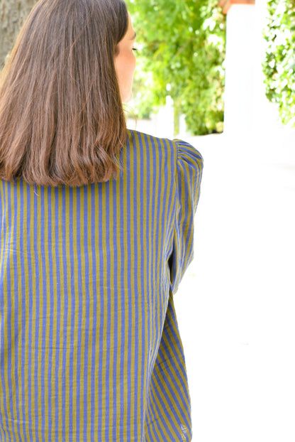 BLUSA VICTORIA - RAYAS AZUL Y VERDE