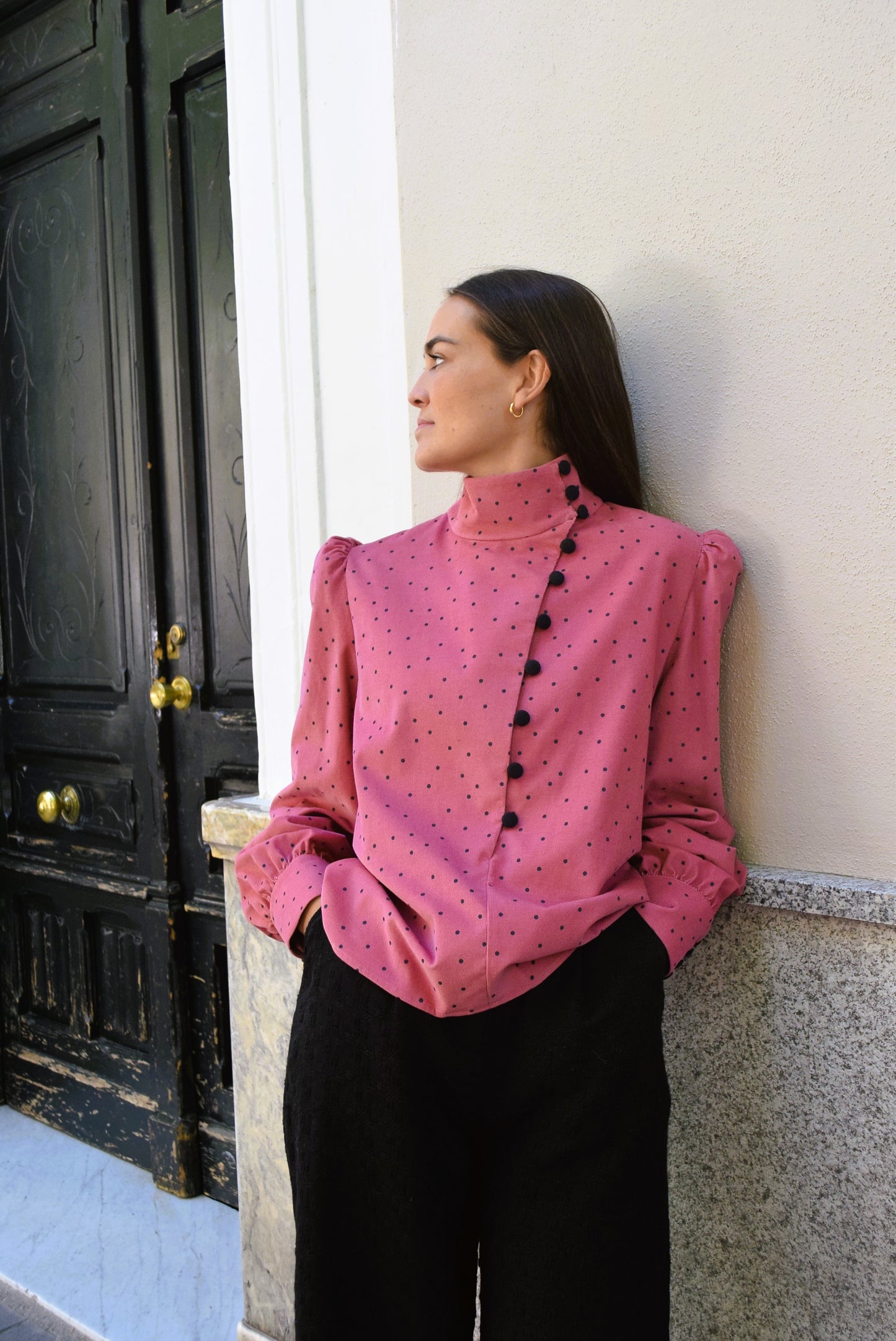 VICTORIA BLOUSE - PINK POLKA DOT