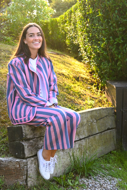 CHAQUETA MACARENA - RAYAS AZUL Y ROSA - PREORDER 3 SEPTIEMBRE