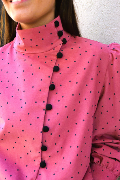 VICTORIA BLOUSE - PINK POLKA DOT