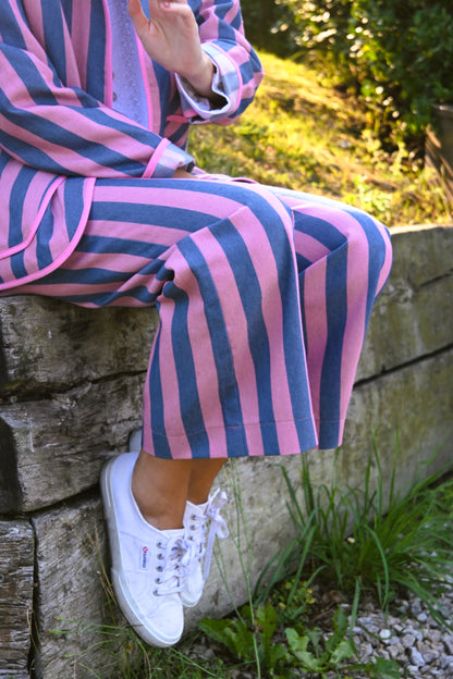PANTALONES SOL -  RAYAS AZUL Y ROSA - PREORDER 3 SEPTIEMBRE