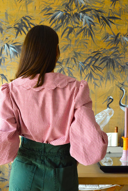 BLUSA GRETA - VICHY GRANATE - PREORDER 5 SEPTIEMBRE