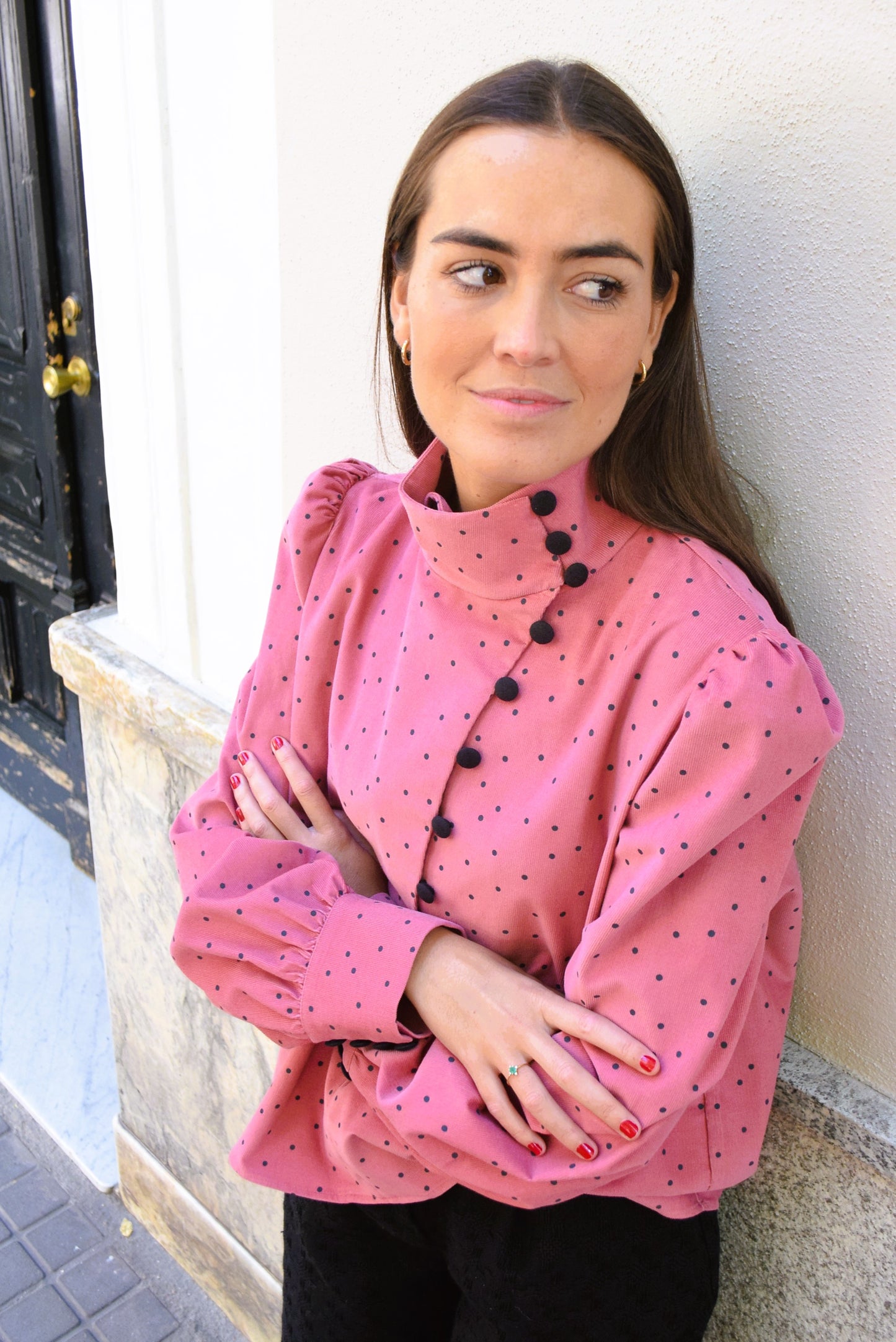VICTORIA BLOUSE - PINK POLKA DOT