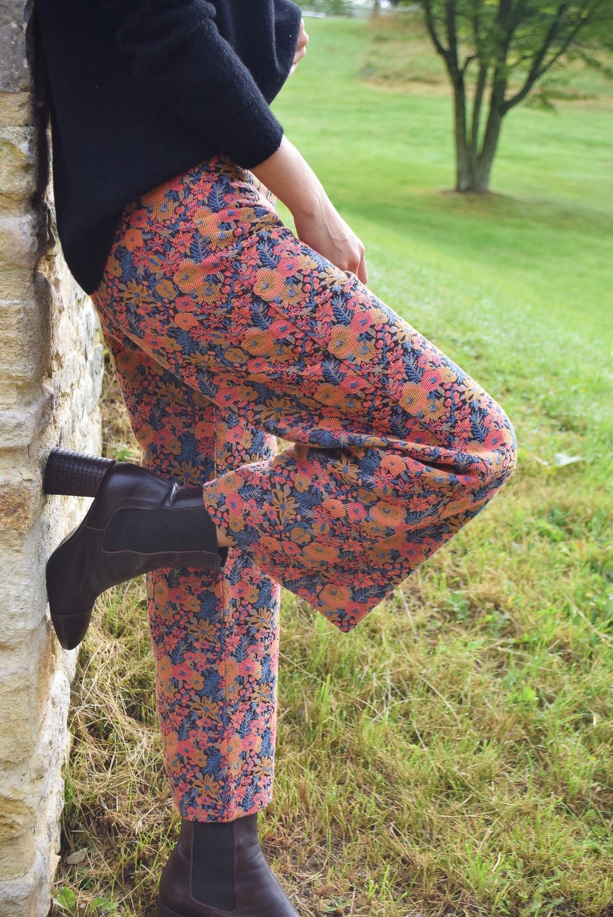 PANTALONES SOL - FLORES NARANJA -