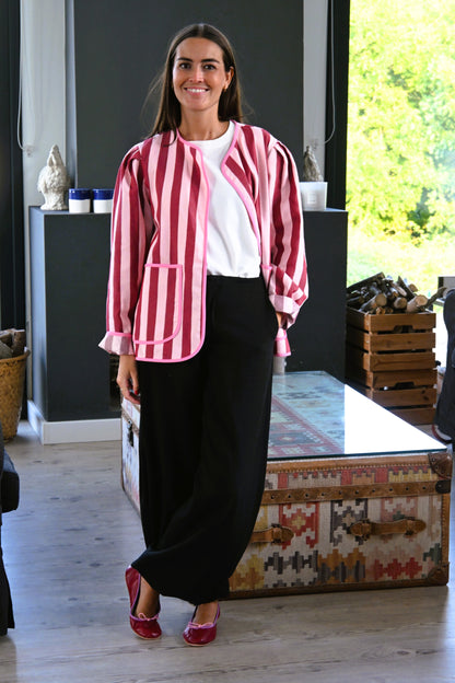 CHAQUETA MACARENA - RAYAS GRANATE Y ROSA - PREORDER 3 SEPTIEMBRE