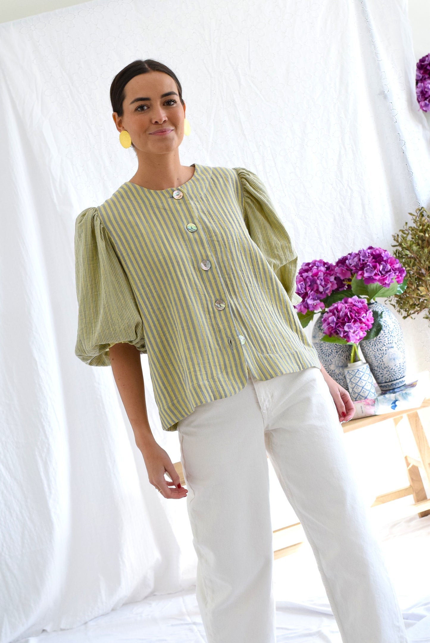 BLUSA HILDA - RAYAS AMARILLAS -