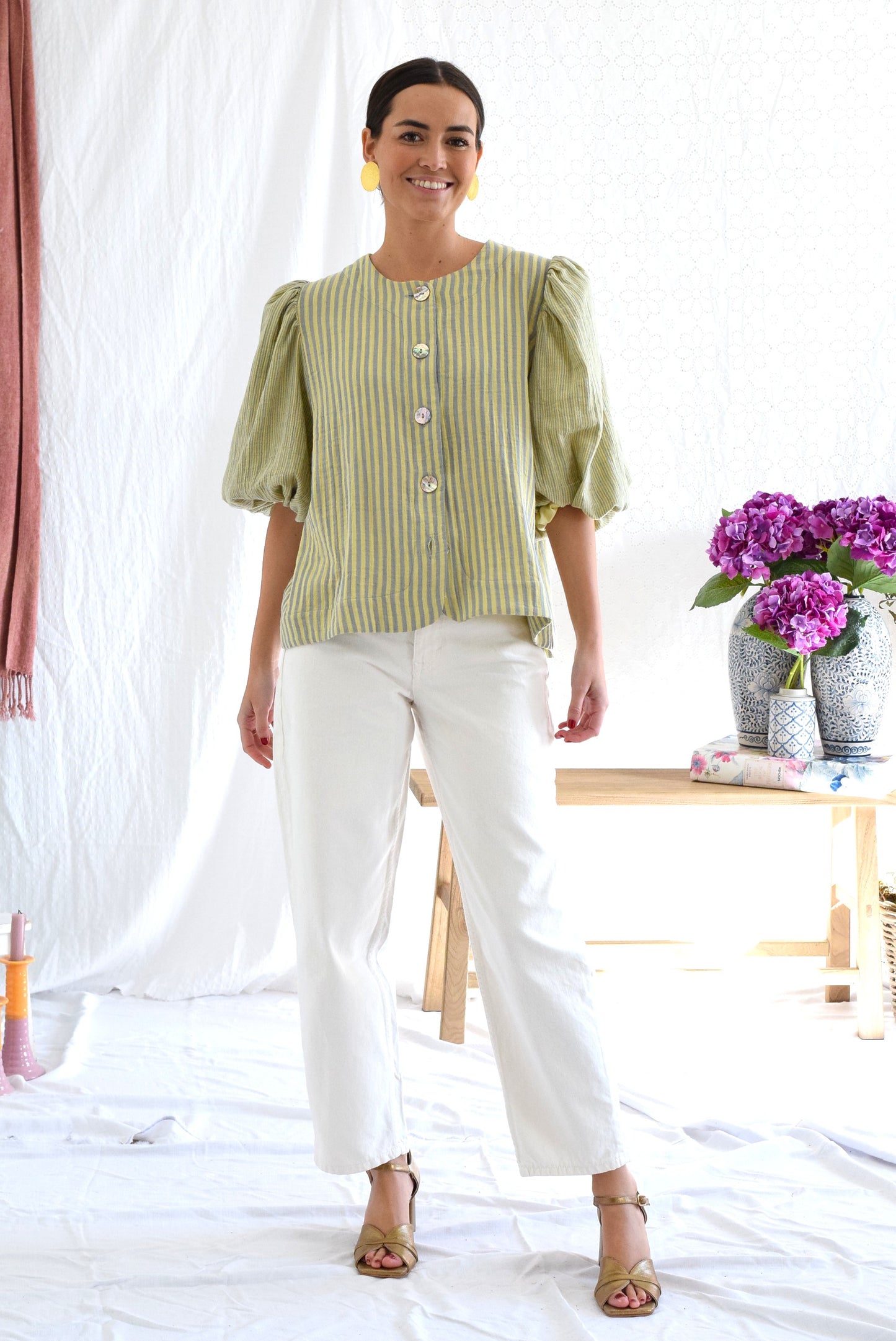 BLUSA HILDA - RAYAS AMARILLAS -