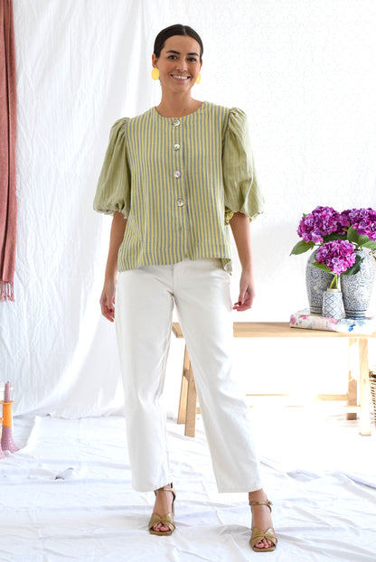 BLUSA HILDA - RAYAS AMARILLAS -