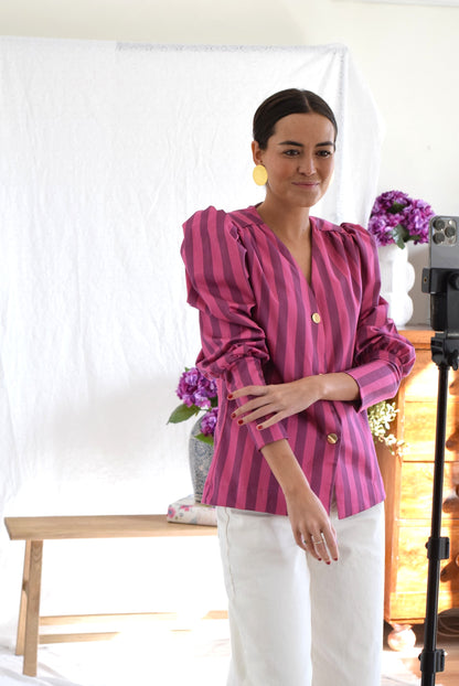 BLUSA FABIOLA - RAYAS ROSAS