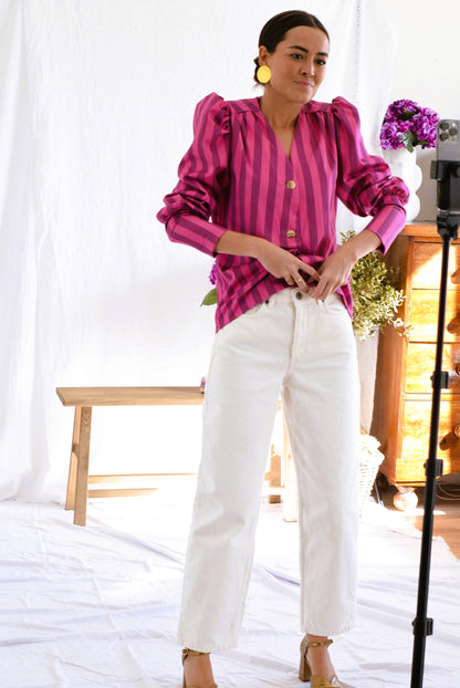 BLUSA FABIOLA - RAYAS ROSAS