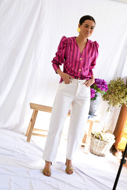 BLUSA FABIOLA - RAYAS ROSAS