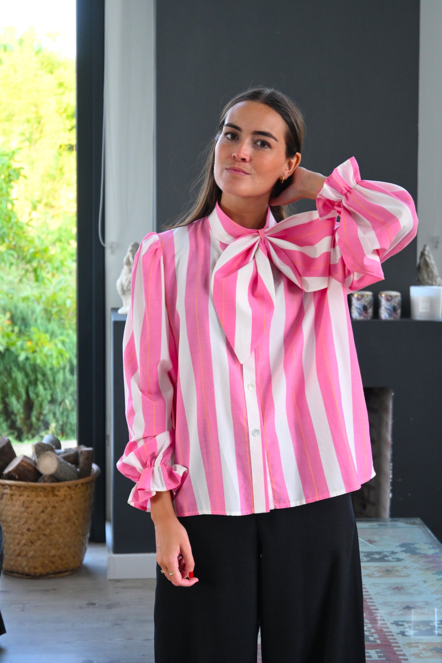 BLUSA RAFAELA - RAYAS ROSAS