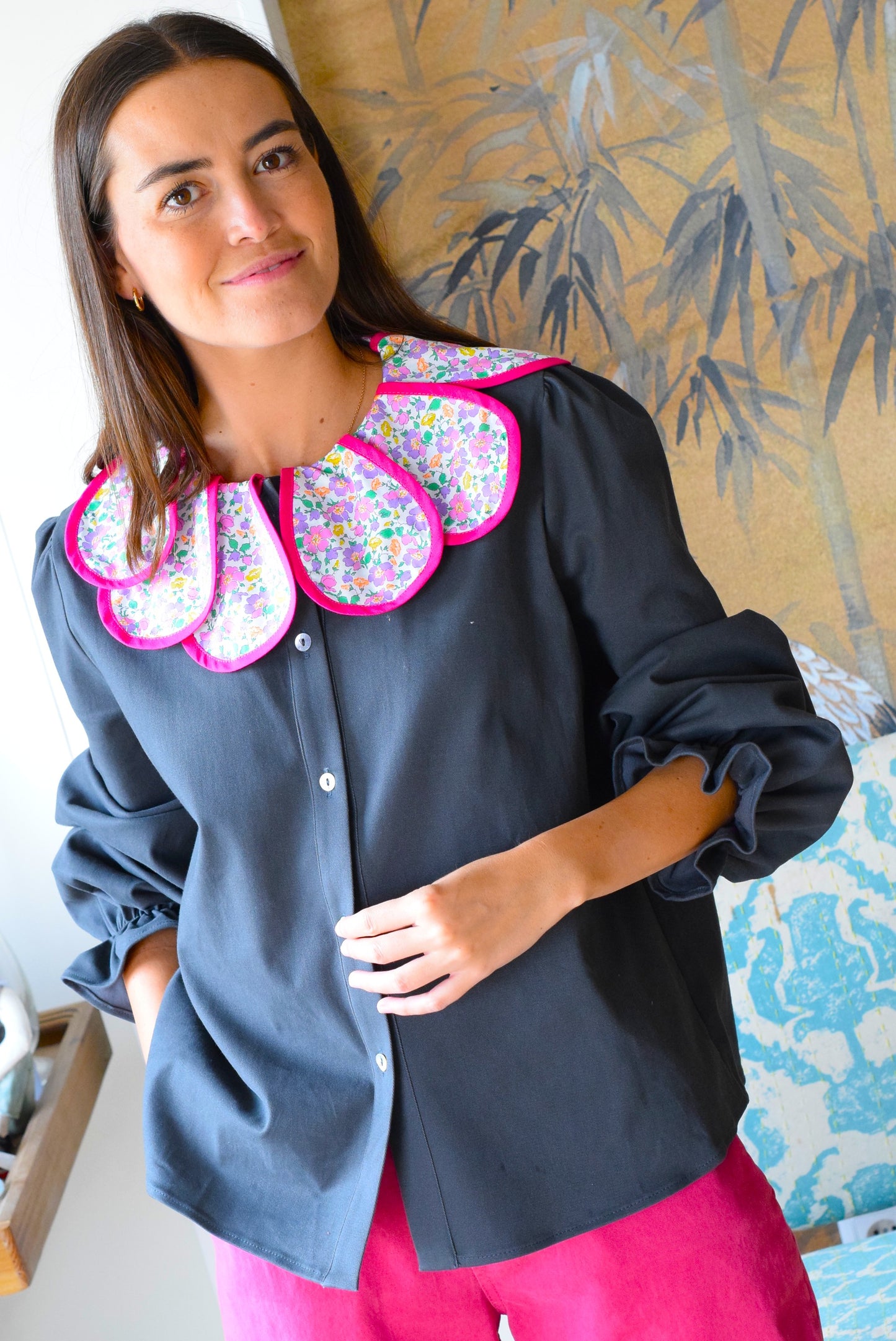 BLUSA PIA - GRIS CON LIBERTY - PREORDER 5 SEPTIEMBRE