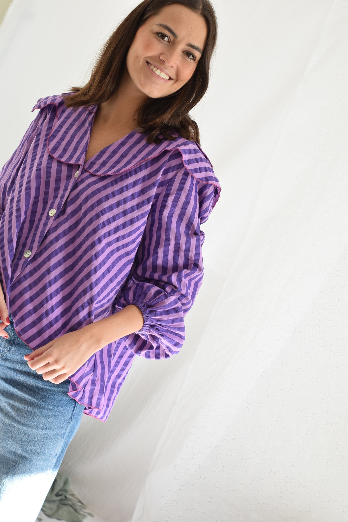 CAMISA MÁXIMA - RAYAS MORADAS -