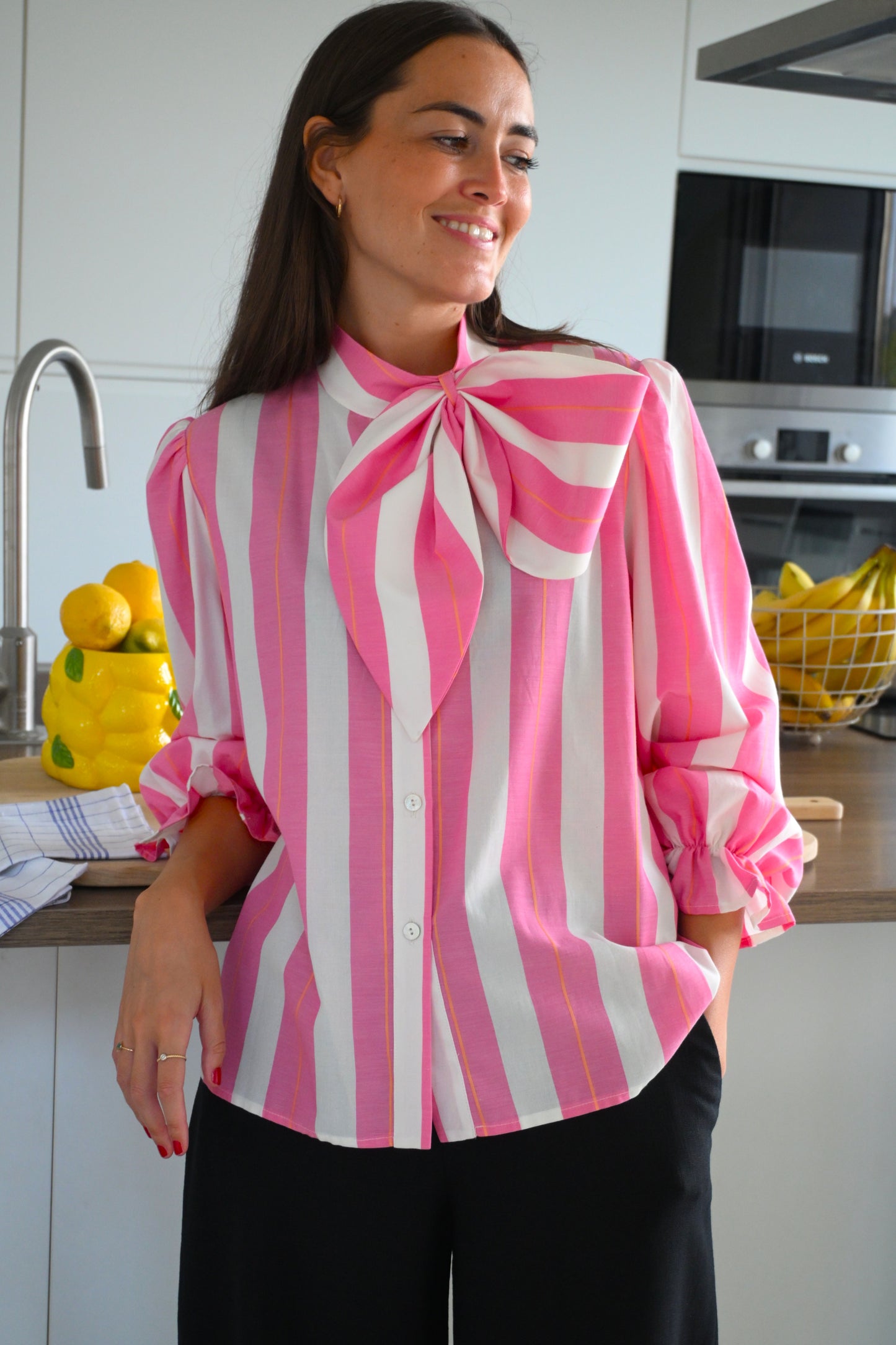 BLUSA RAFAELA - RAYAS ROSAS