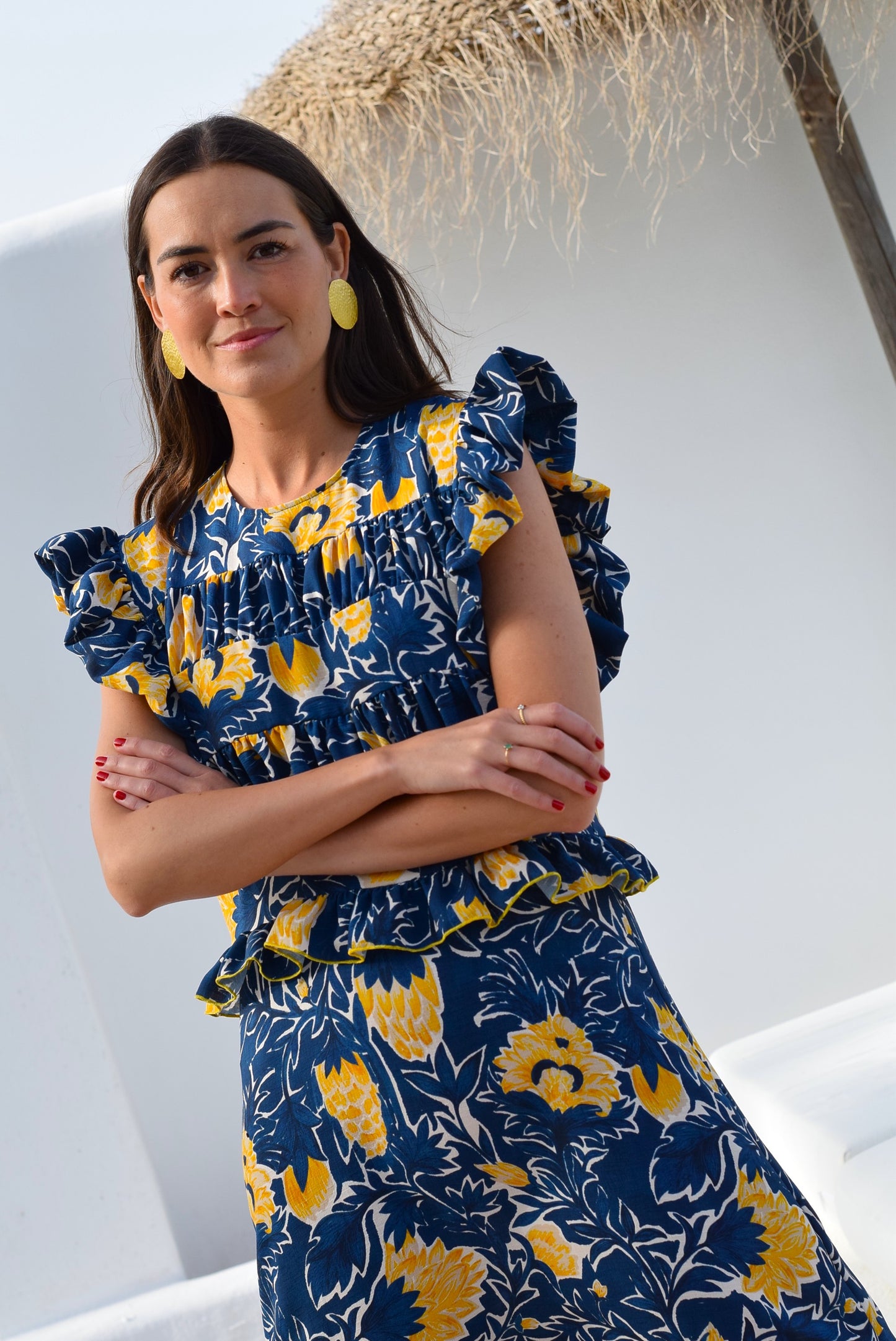 VESTIDO MARCELA - AZUL Y AMARILLO -