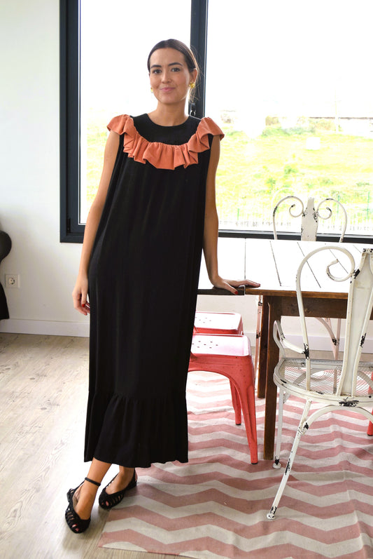 CONSTANZA DRESS - BLACK AND TILE -