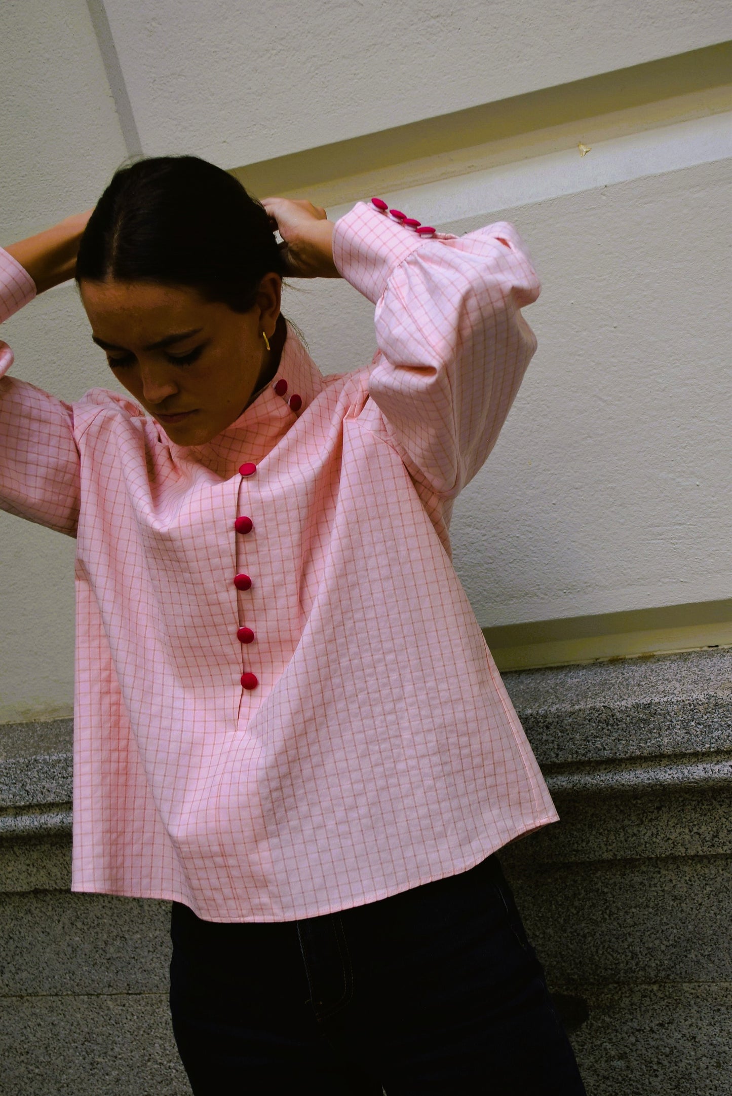 BLUSA VICTORIA - CUADROS ROSA - PREORDER 10 FEBRERO