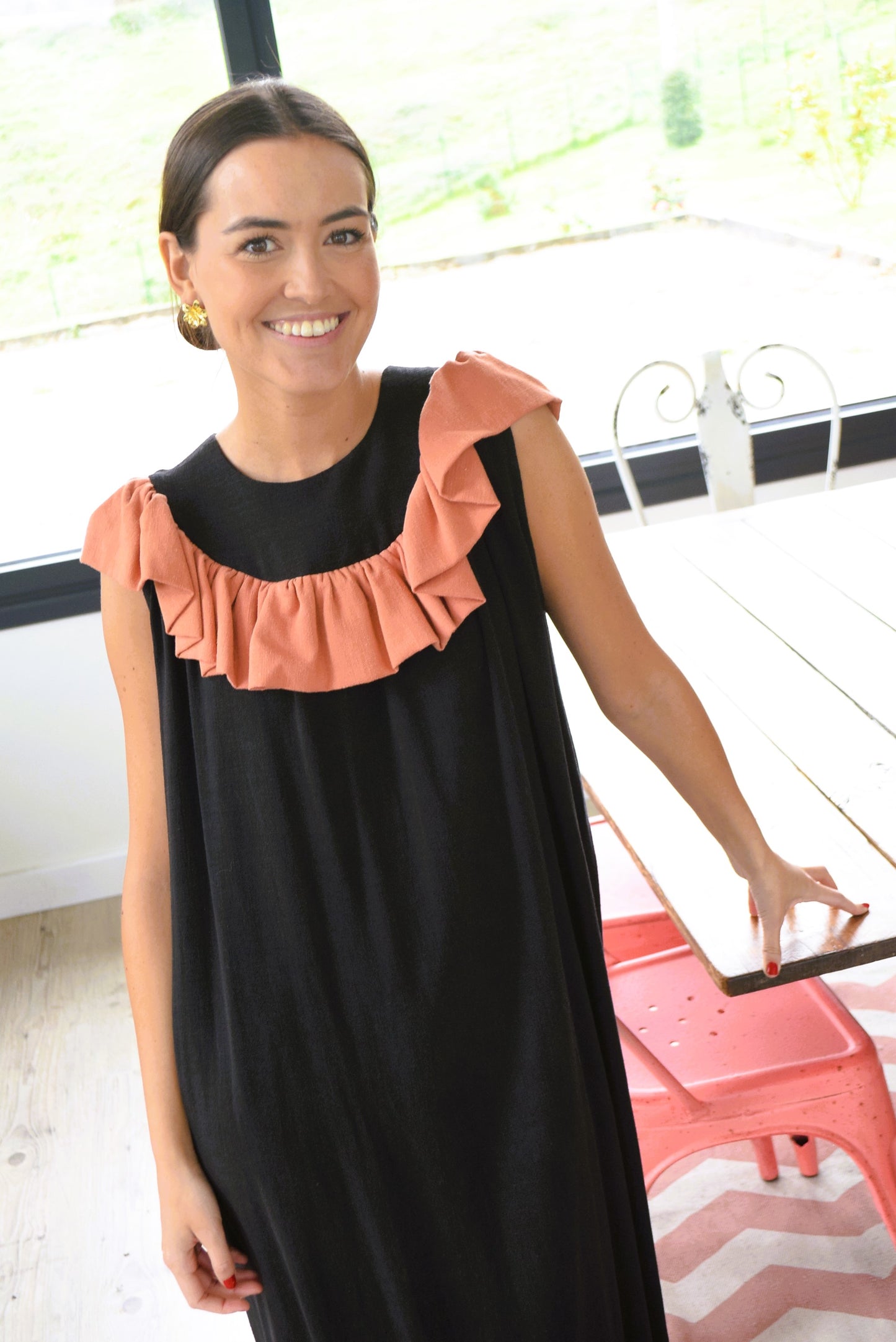 CONSTANZA DRESS - BLACK AND TILE -