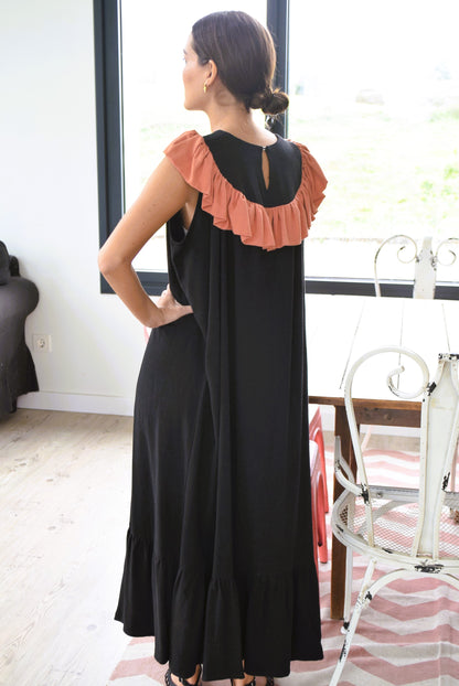 CONSTANZA DRESS - BLACK AND TILE -