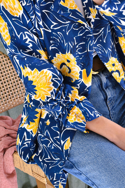 CHAQUETA NONA - FLOR AZUL Y AMARILLA