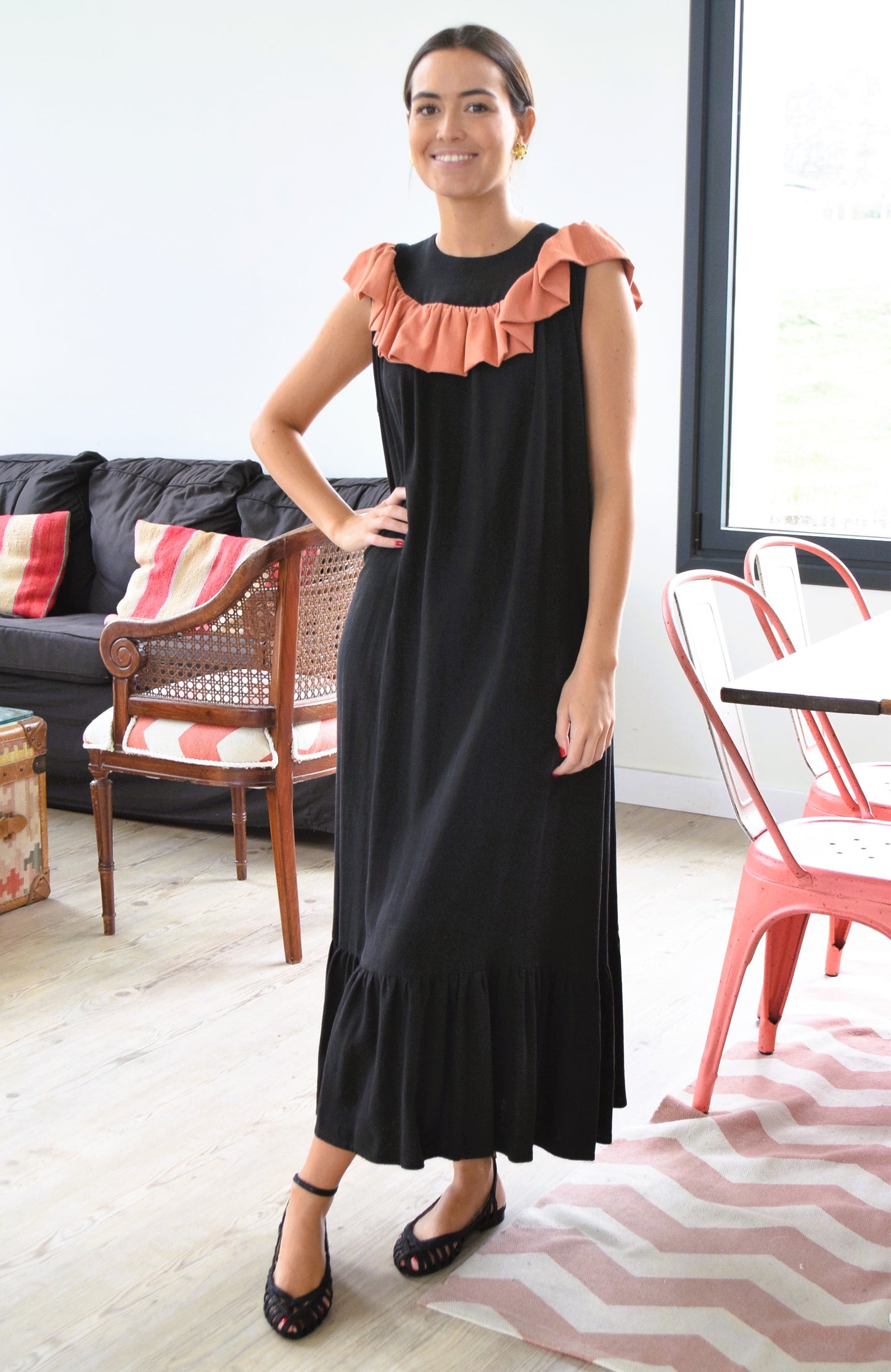 CONSTANZA DRESS - BLACK AND TILE -