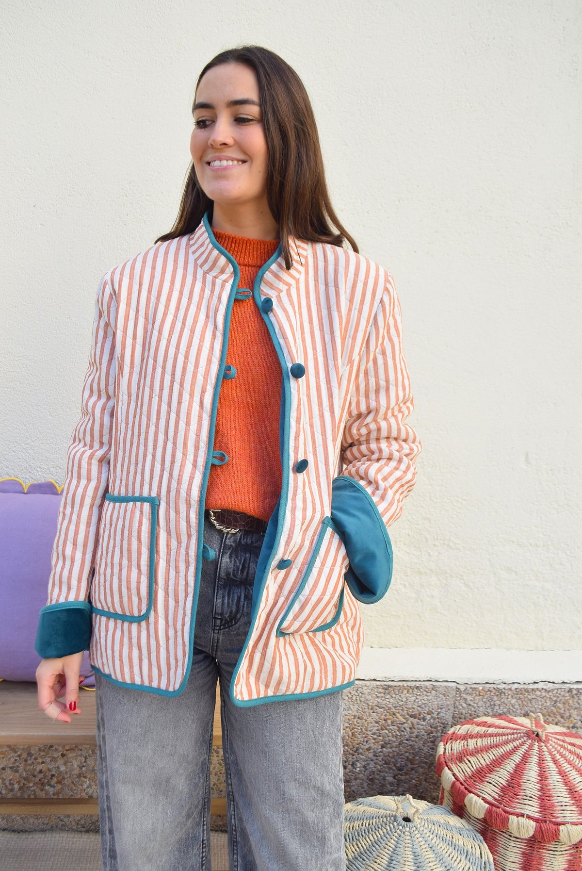 CHAQUETA CRISTINA- RAYAS YTERCIOPELO - PREORDER 5 NOVIEMBRE