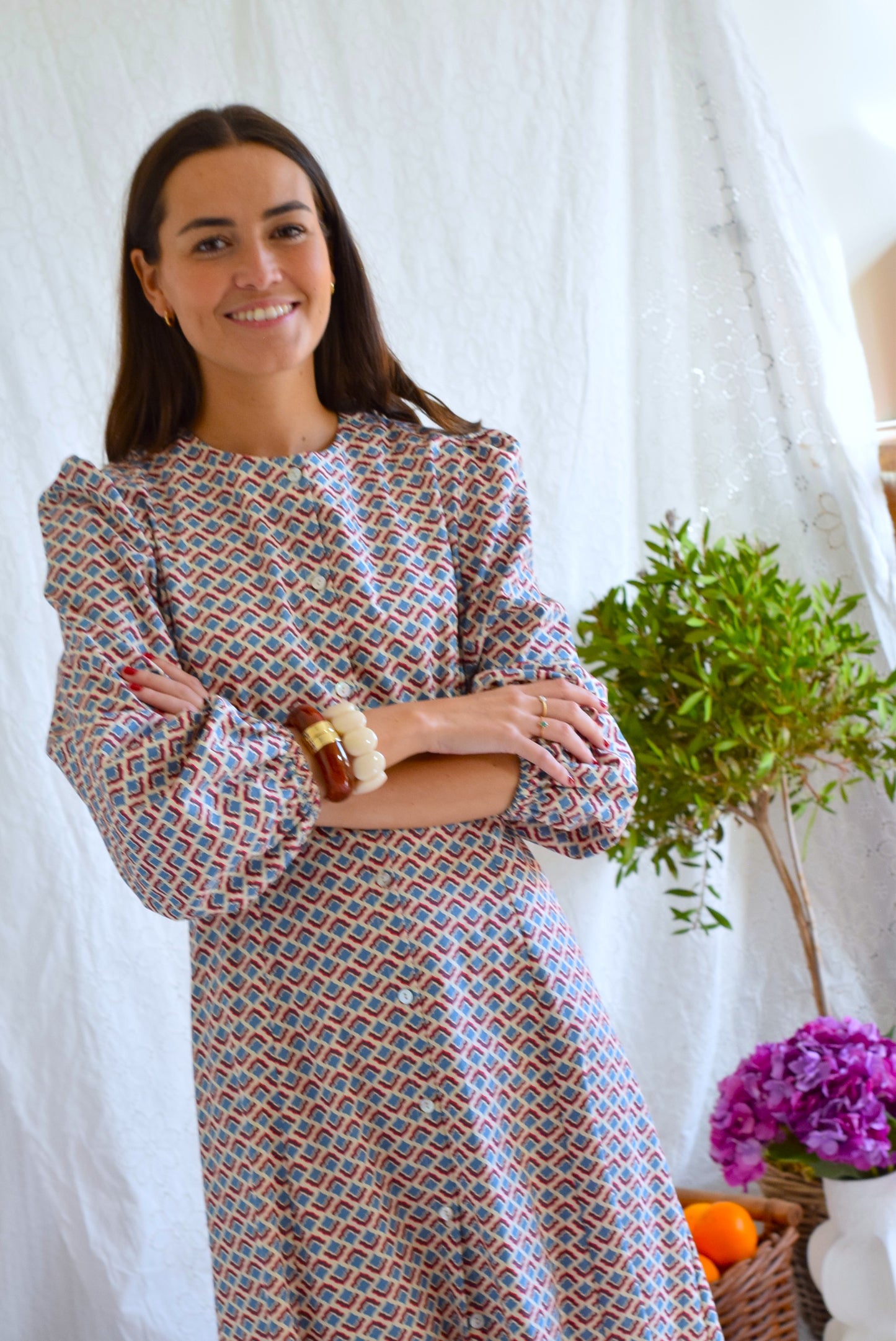 VESTIDO JIMENA - AZUL Y ROJO