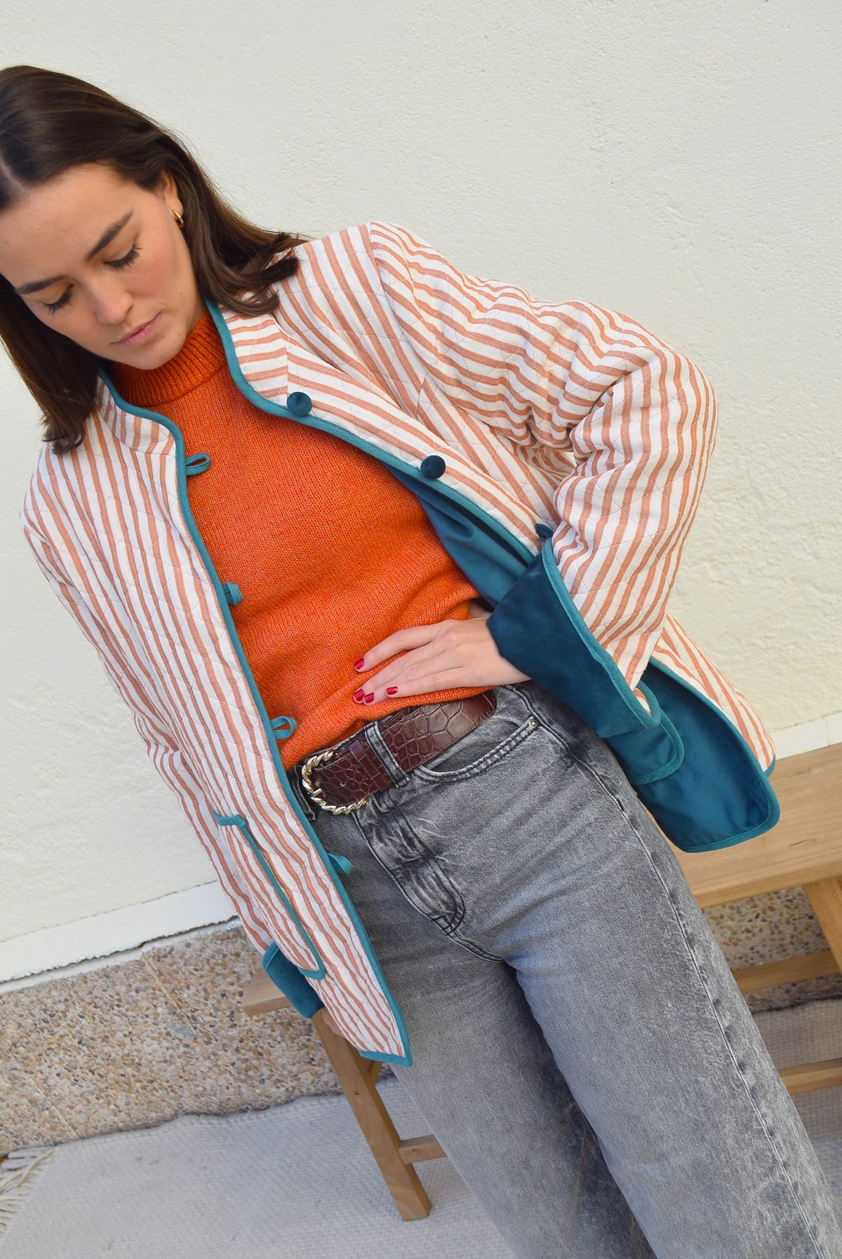 CHAQUETA CRISTINA- RAYAS YTERCIOPELO - PREORDER 5 NOVIEMBRE