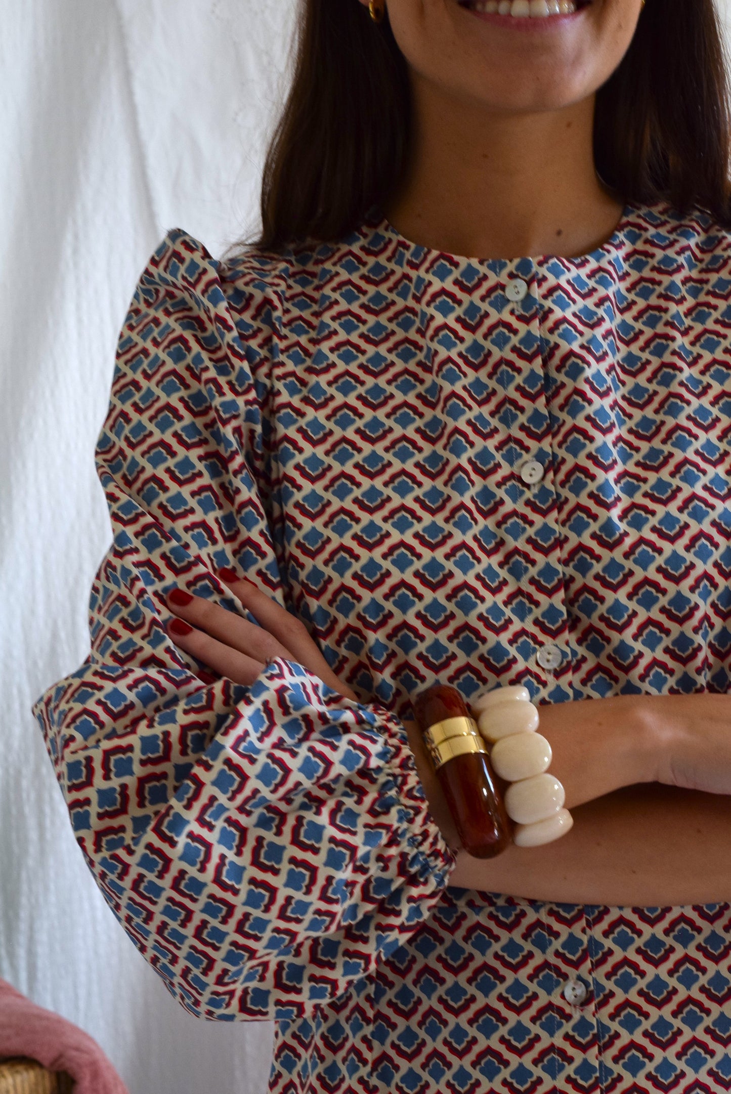 VESTIDO JIMENA - AZUL Y ROJO