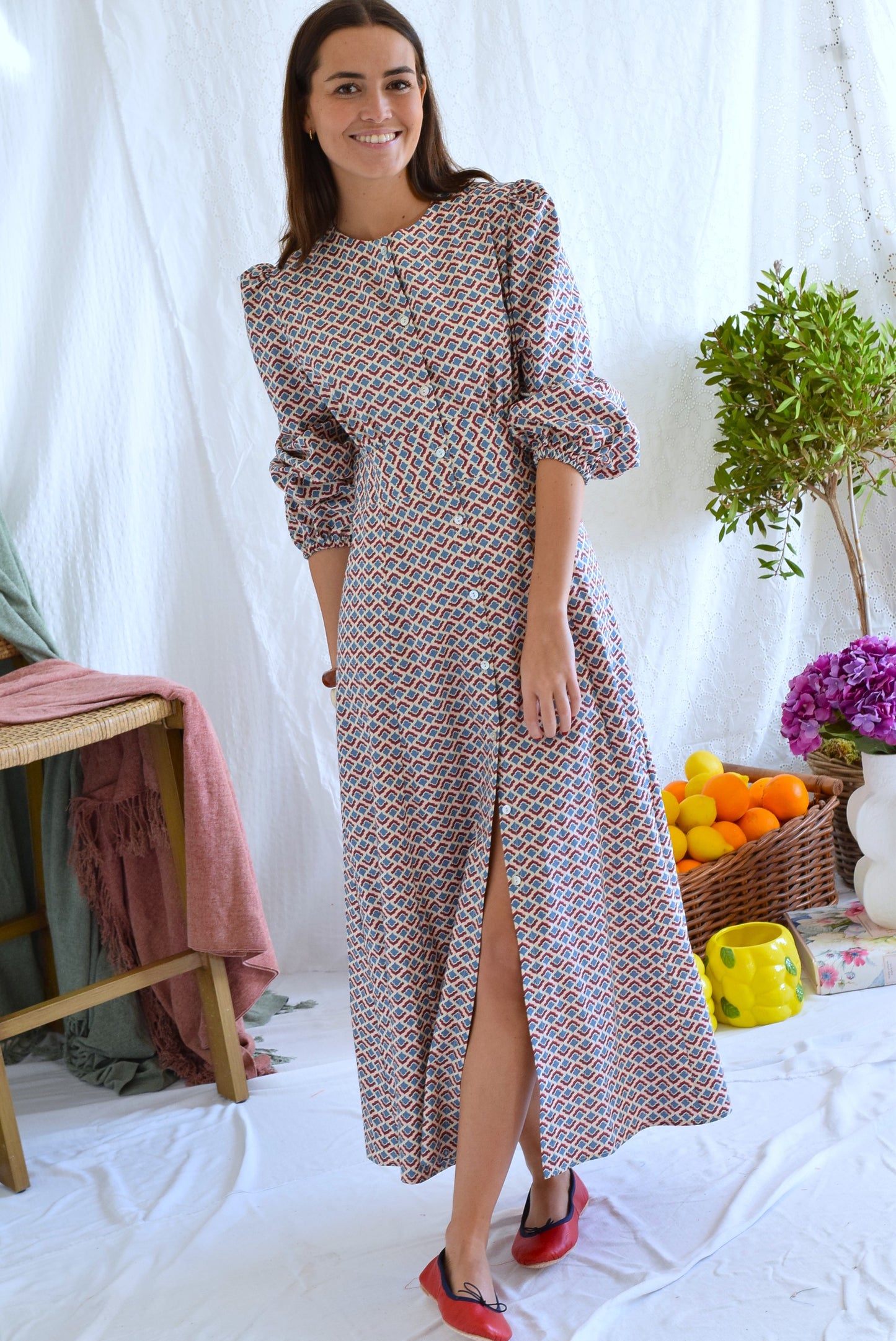 VESTIDO JIMENA - AZUL Y ROJO