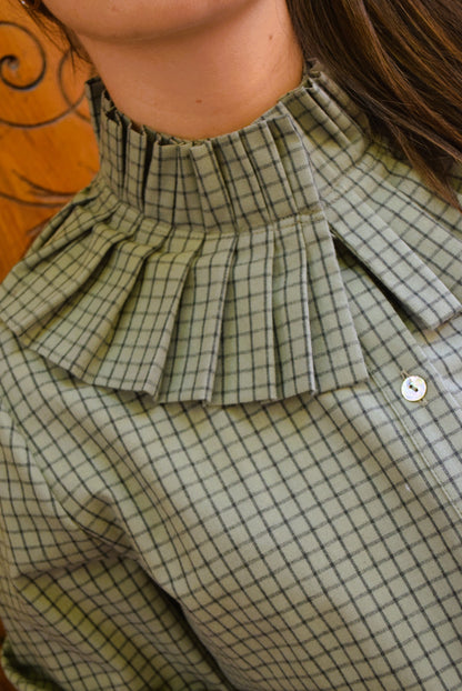 TELMA BLOUSE - GREEN CHECKS -