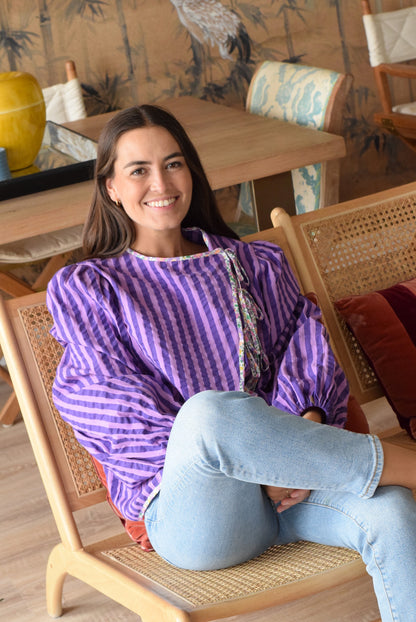 BLUSA FEDERICA - RAYAS MORADAS - PREORDER 5 SEPTIEMBRE
