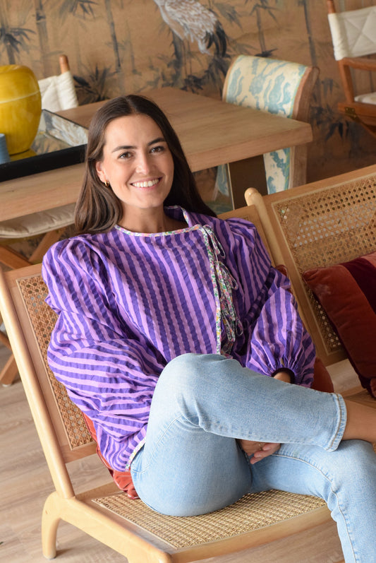 BLUSA FEDERICA - RAYAS MORADAS - PREORDER 5 SEPTIEMBRE