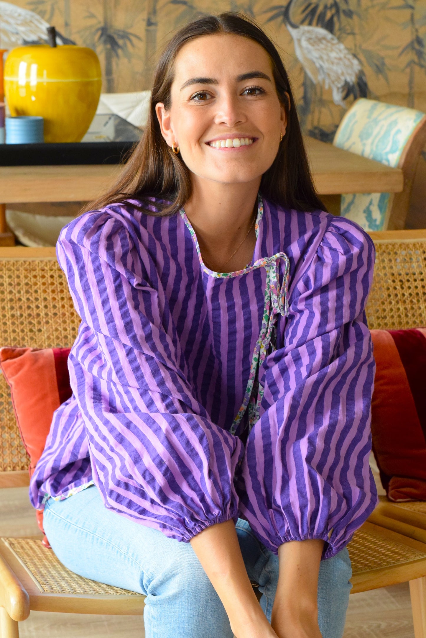 BLUSA FEDERICA - RAYAS MORADAS - PREORDER 5 SEPTIEMBRE