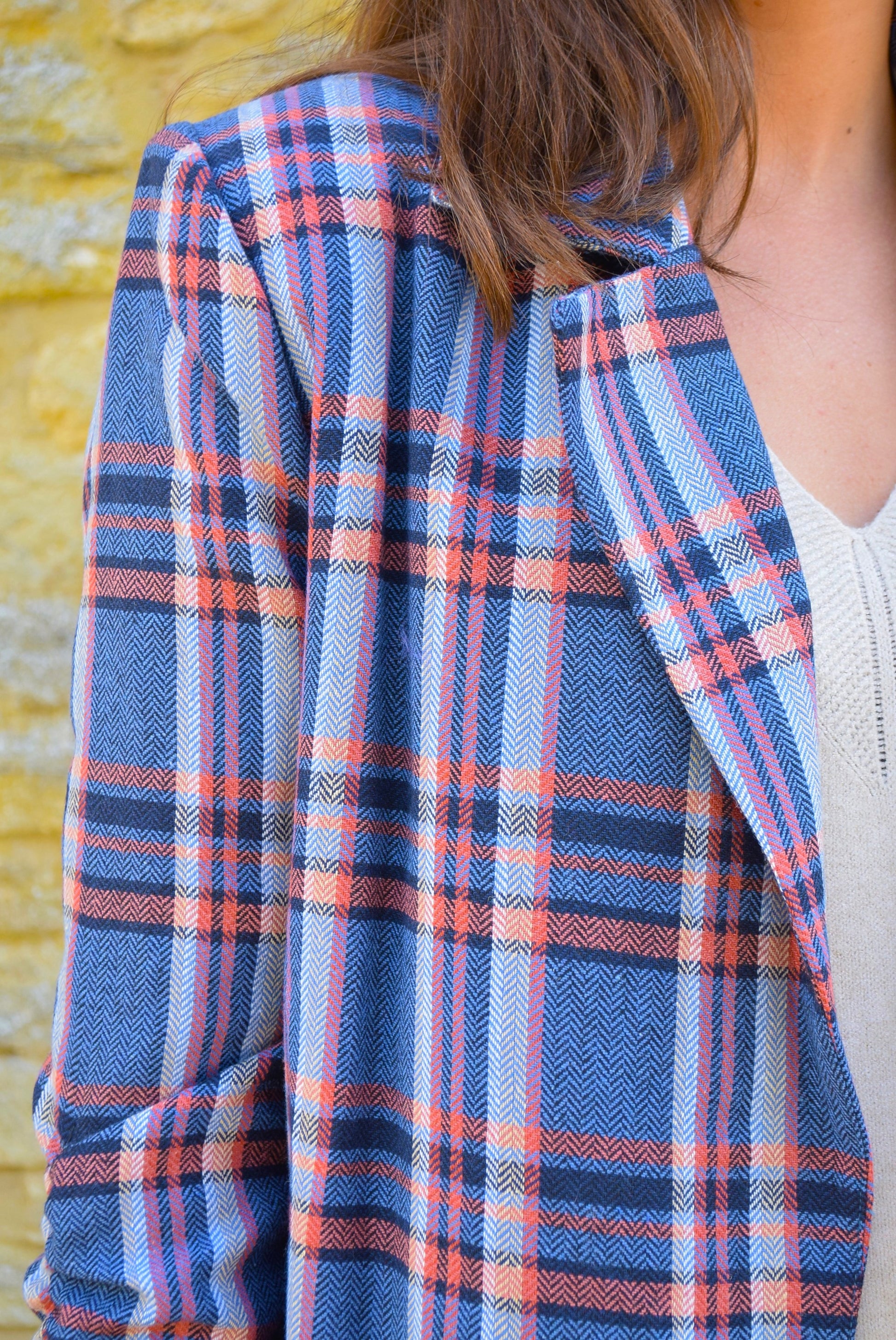 CHAQUETA ESCOCESA AZUL