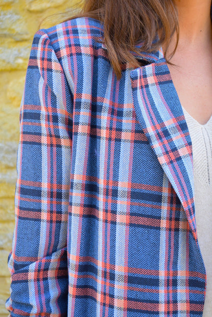 CHAQUETA ESCOCESA AZUL