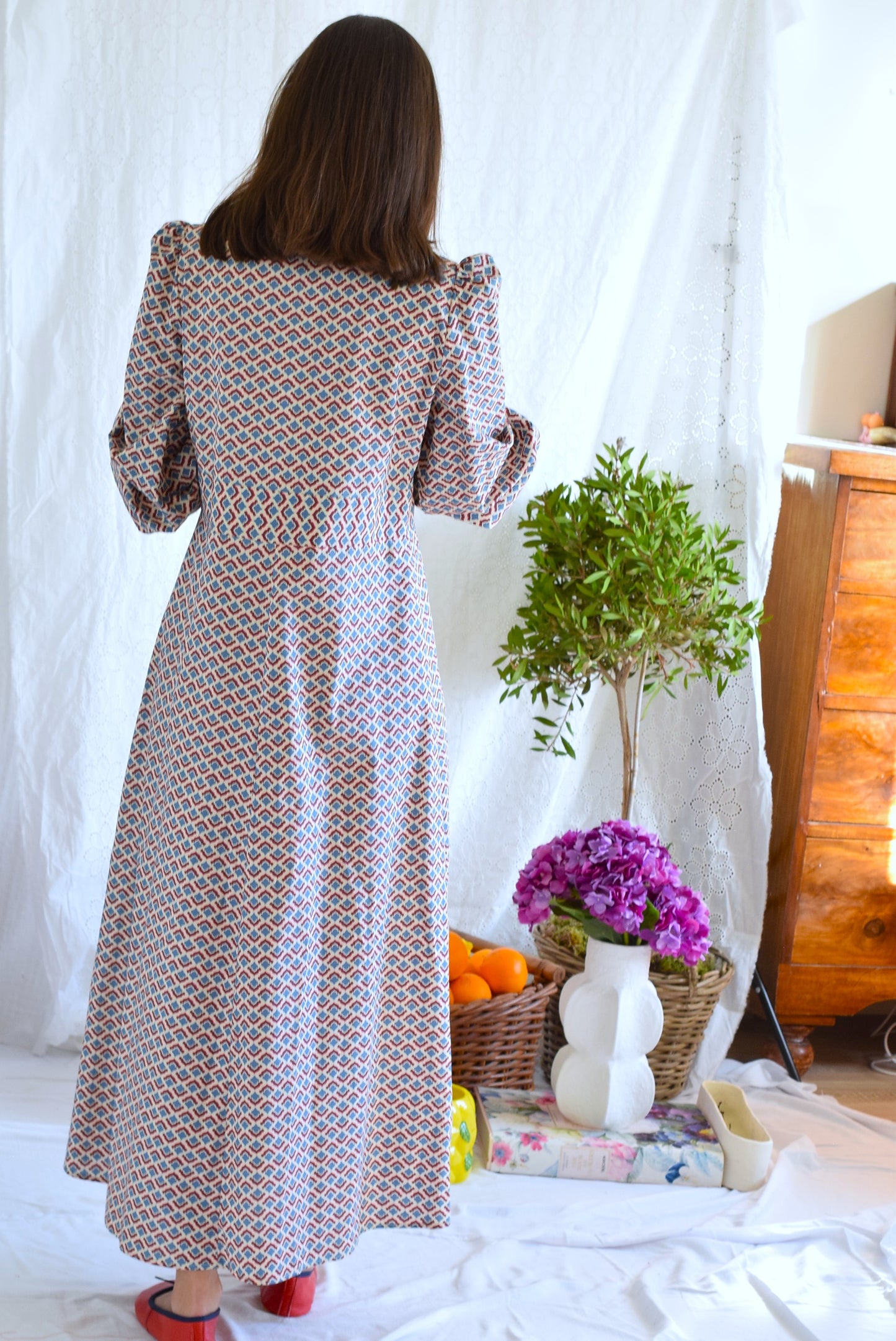 VESTIDO JIMENA - AZUL Y ROJO