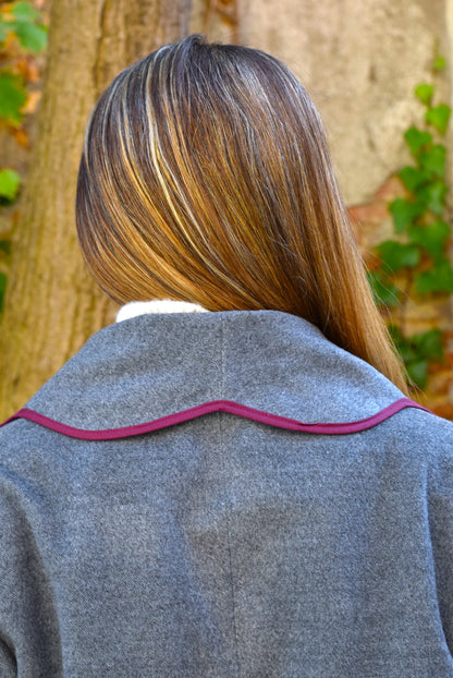 CHAQUETA NICOLETTA - GRIS Y GRANATE - PREORDER 23 NOVIEMBRE