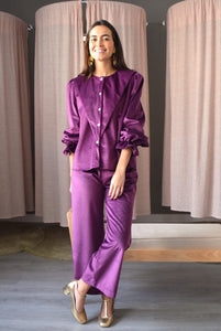 BLUSA ISABEL - TERCIOPELO BERENJENA -