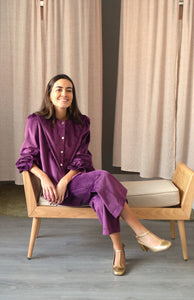 Pantalones terciopelo berenjena