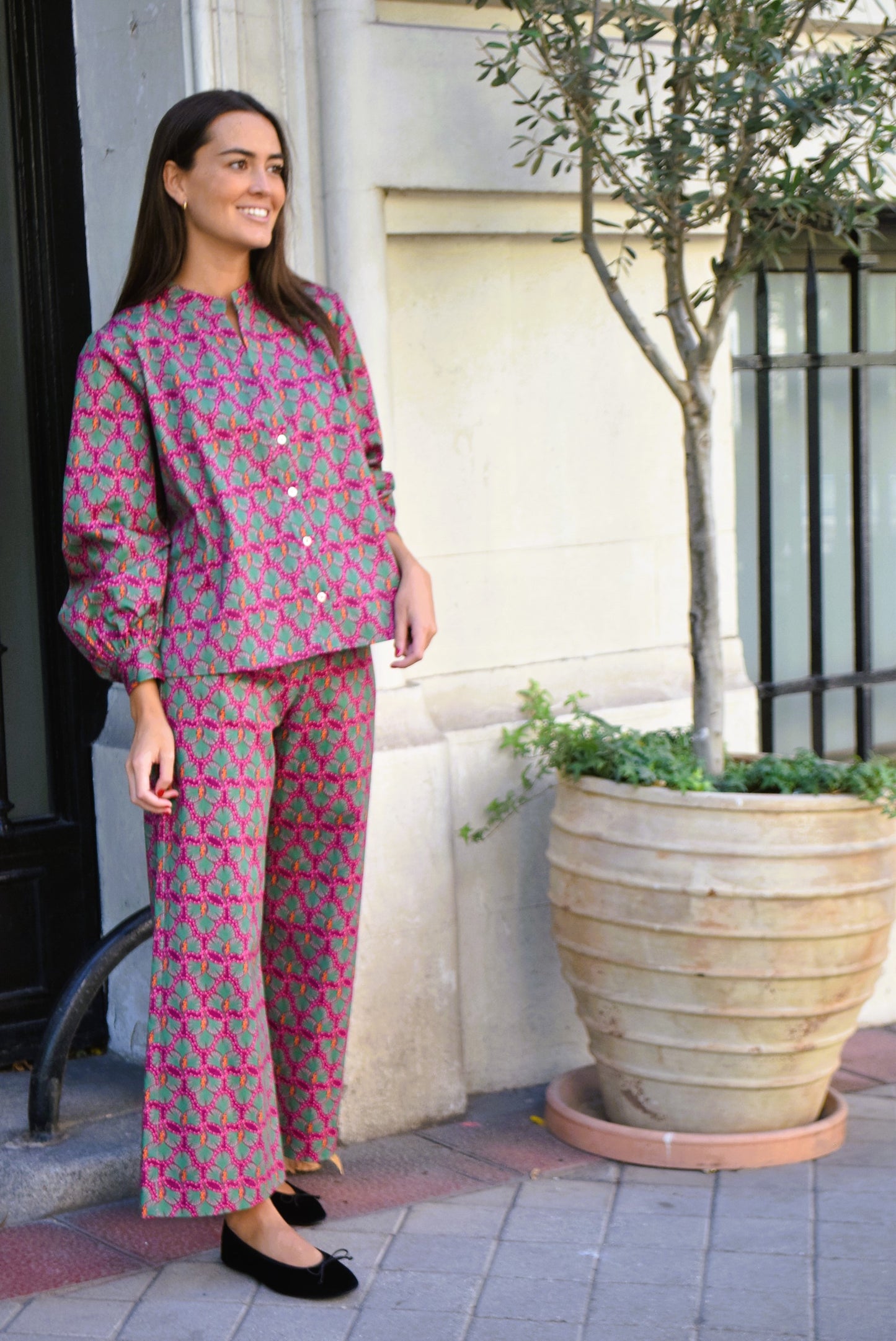 CAMISA GRETA - ROSA Y VERDE