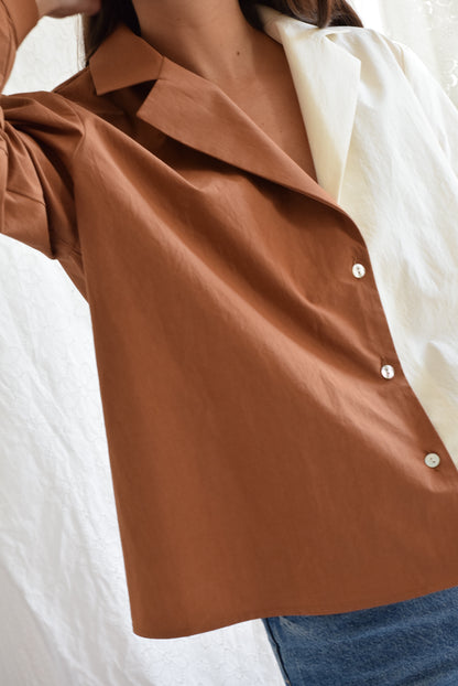BLUSA BELÉN -  MARRÓN Y CRUDO