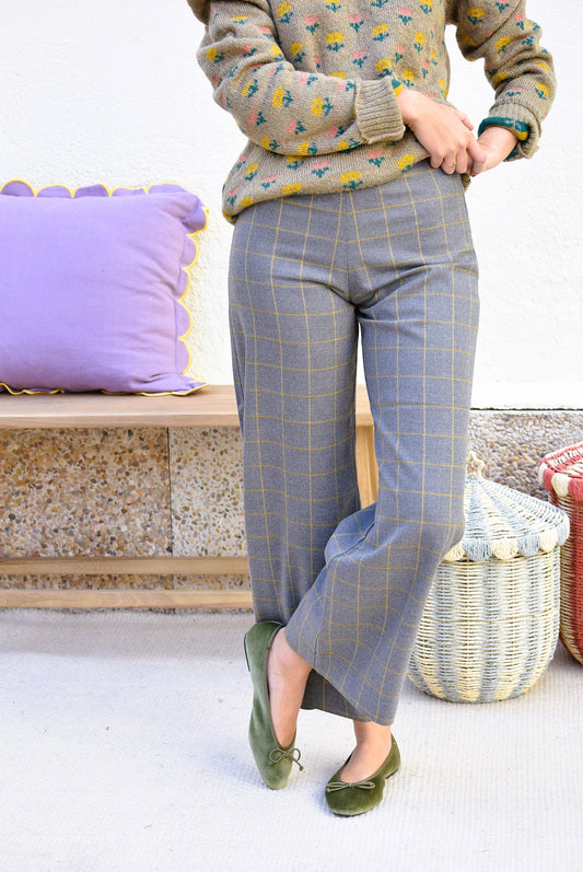 PANTALONES SOL - GRIS CON MOSTAZA -