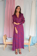 Cargar imagen en el visor de la galería, VESTIDO CARLOTA - GRANATE Y AZUL -
