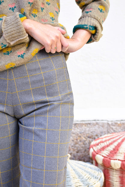 PANTALONES SOL - GRIS CON MOSTAZA -