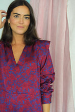 Cargar imagen en el visor de la galería, VESTIDO CARLOTA - GRANATE Y AZUL -
